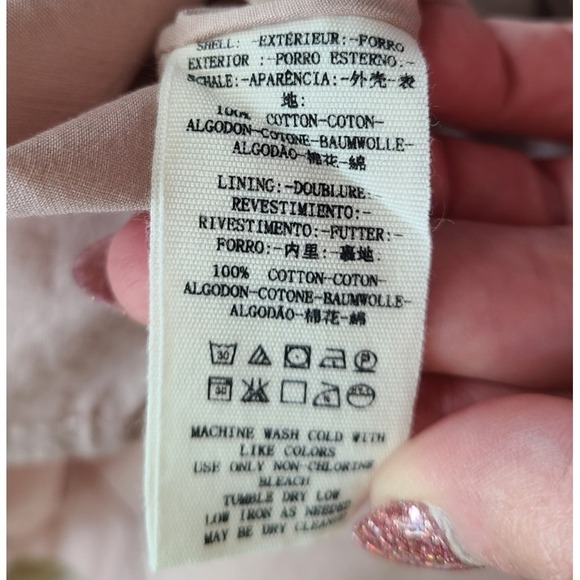 Free People Fairy Boho Women Top Medium Bell Sleeve Pink So Obviously Yours Bows - Picture 12 of 13